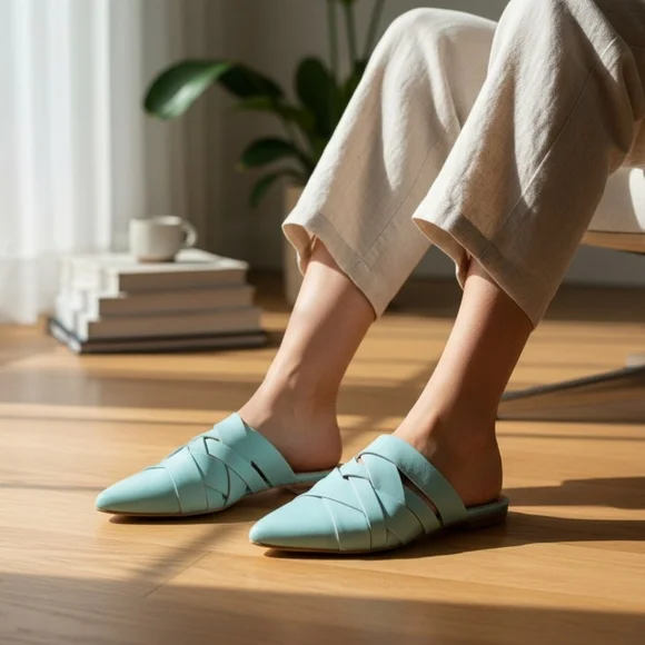 Women's Stylish Light Blue/Turquoise Overland Slip-On Mules Size 38 - Picture 1 of 6